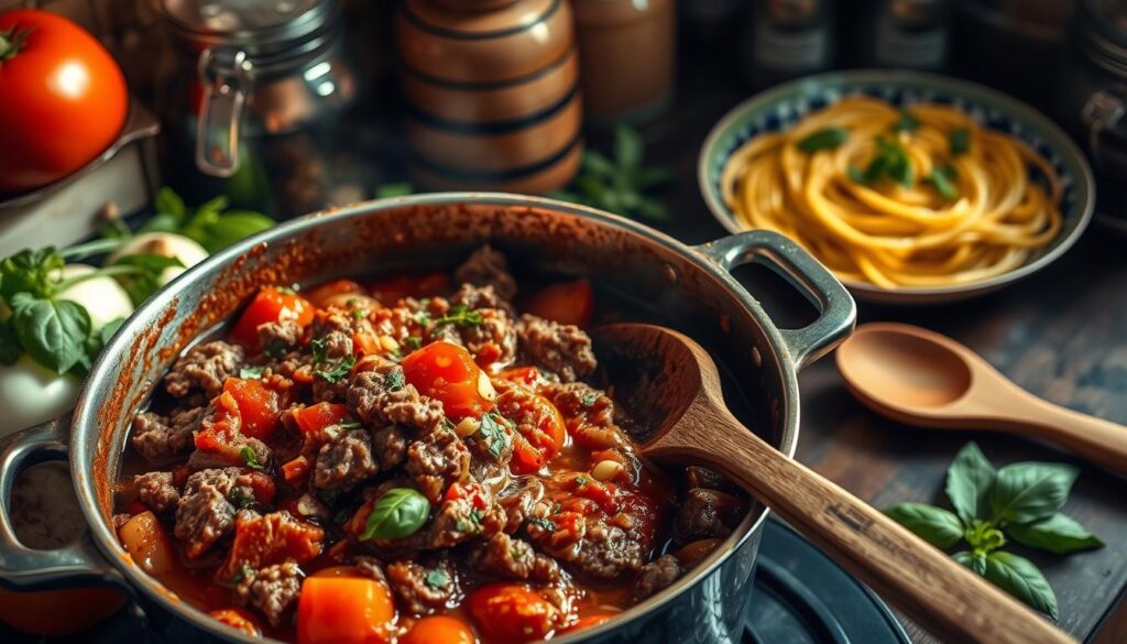 Beef Pasta Sauce Preparation