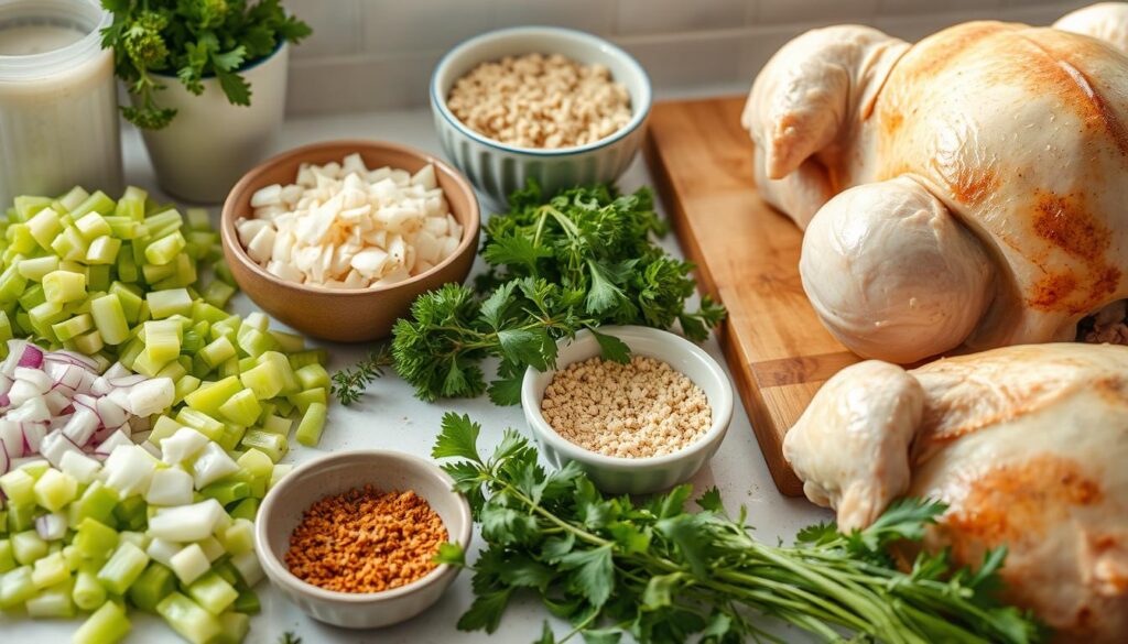 Chicken Dressing Ingredients Preparation