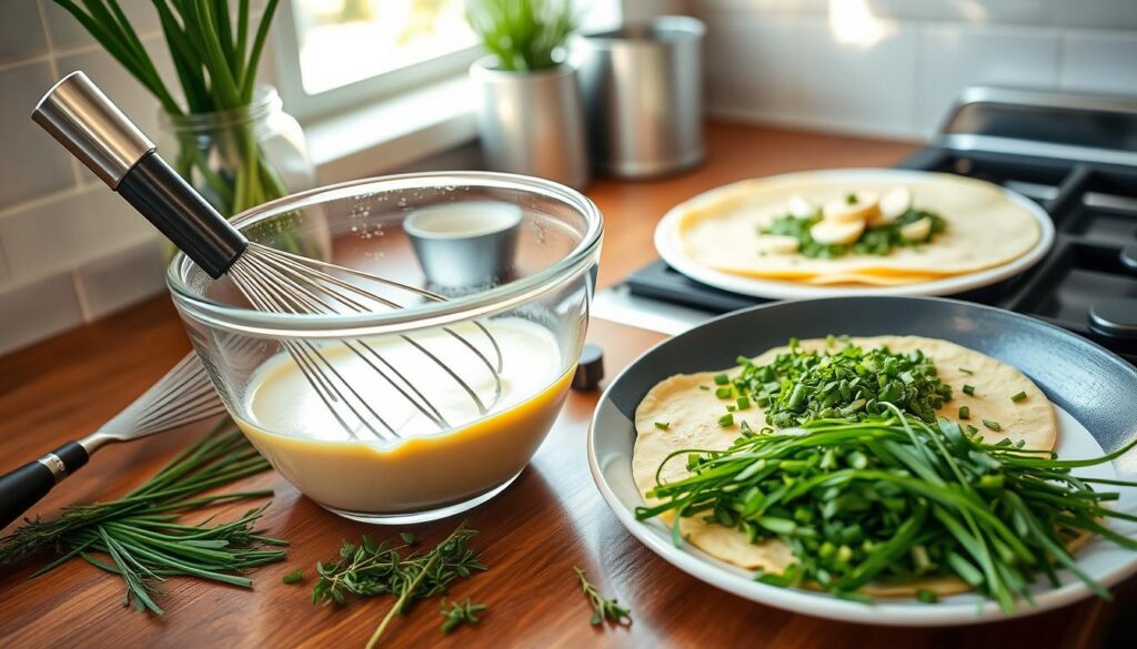 Chive and Thyme Crepe Preparation