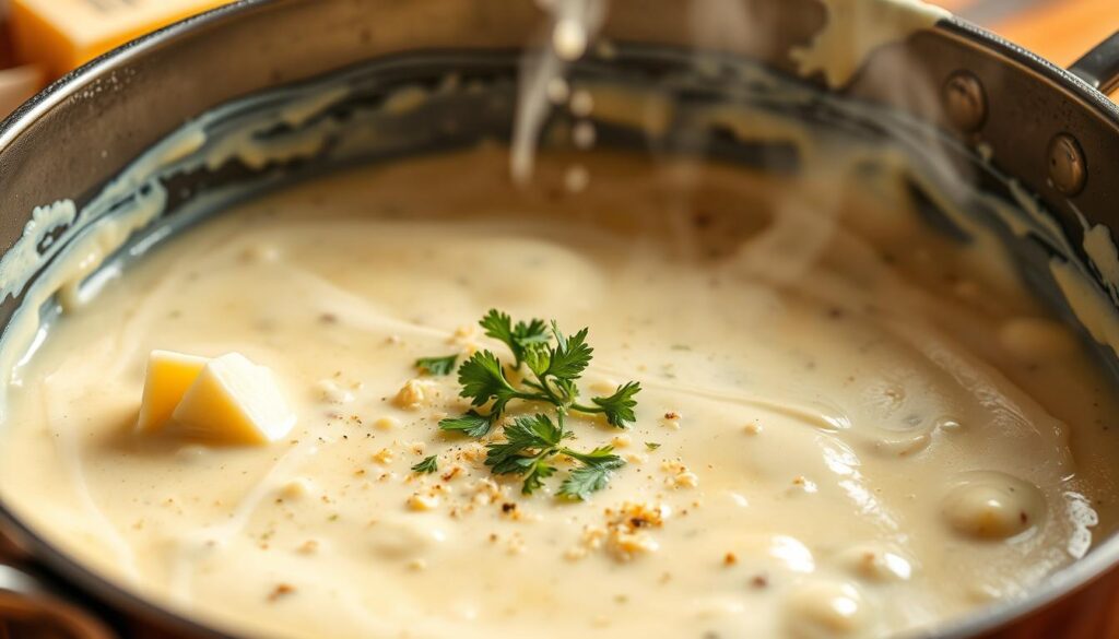 Creamy Alfredo Sauce Preparation