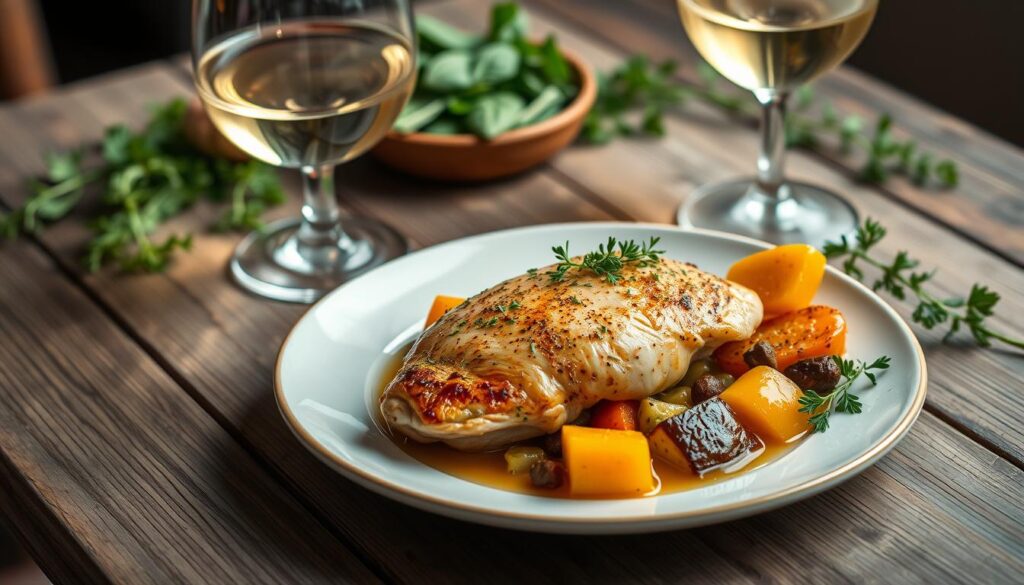 Elegant Apricot Chicken Plating