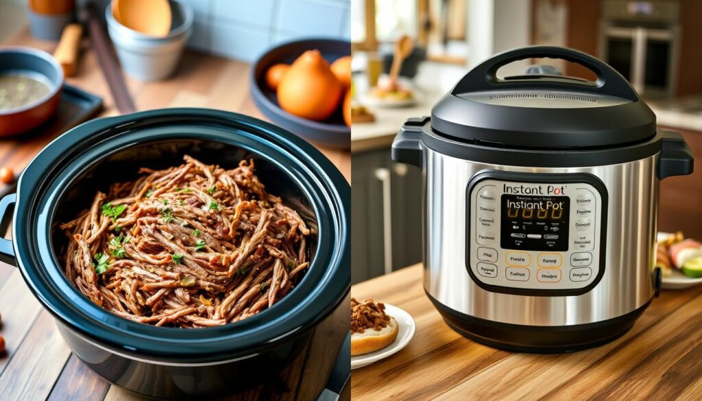 Slow Cooker and Instant Pot Shredded Beef Comparison