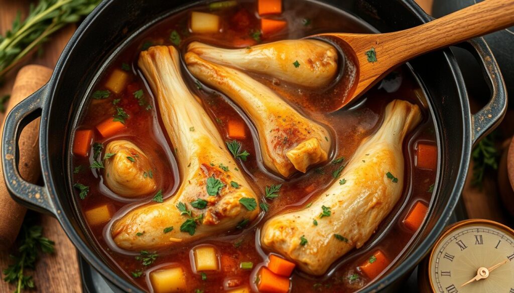 Slow-cooked turkey necks preparation