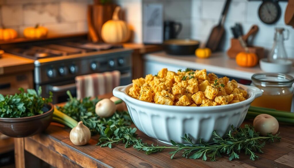 Southern Cornbread Dressing Preparation