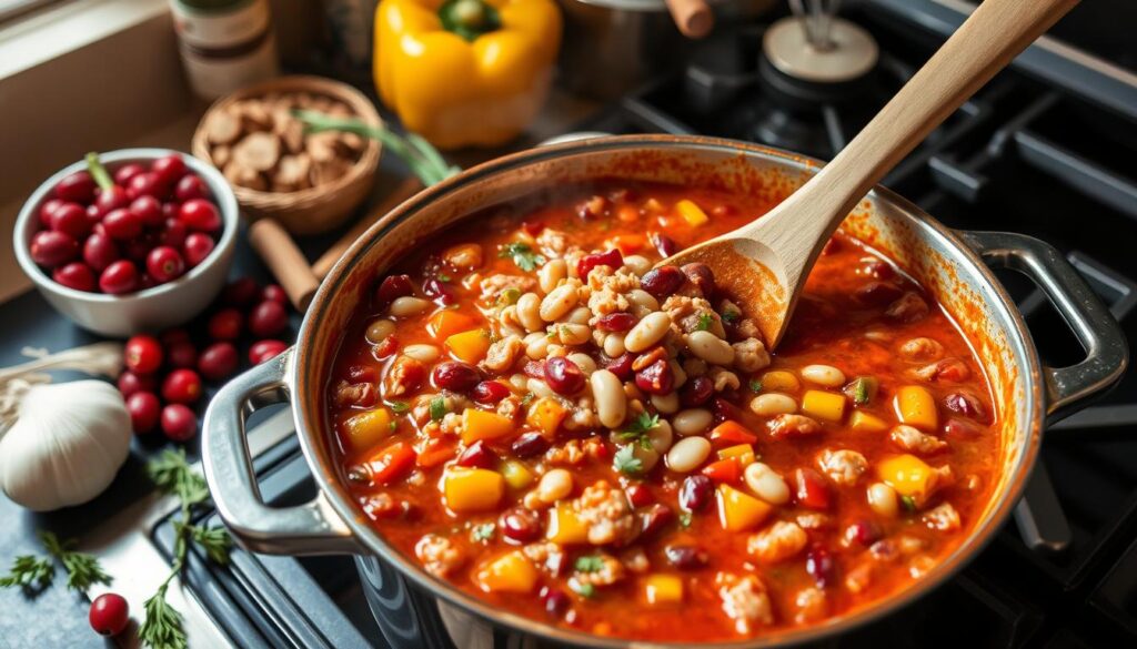 Turkey Cranberry Chili Cooking Process