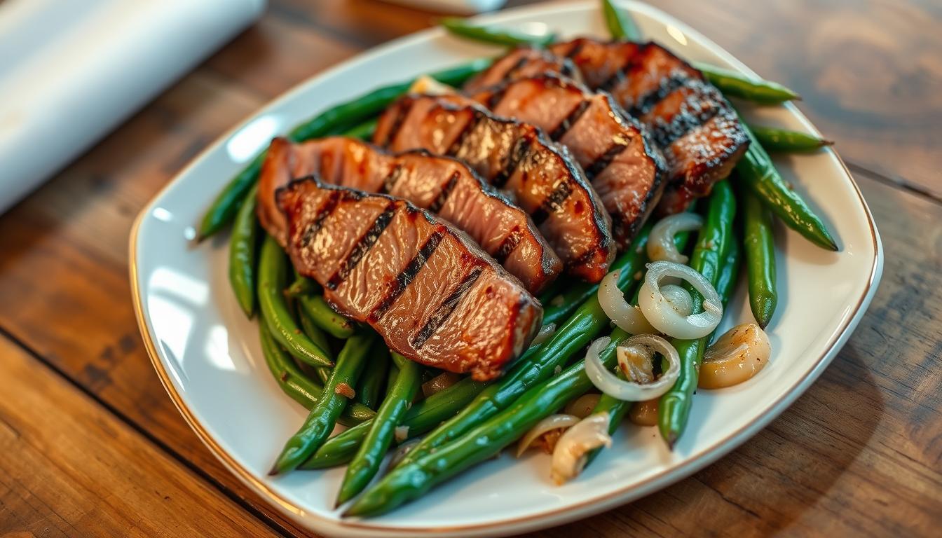 steak and beans and onions recipe