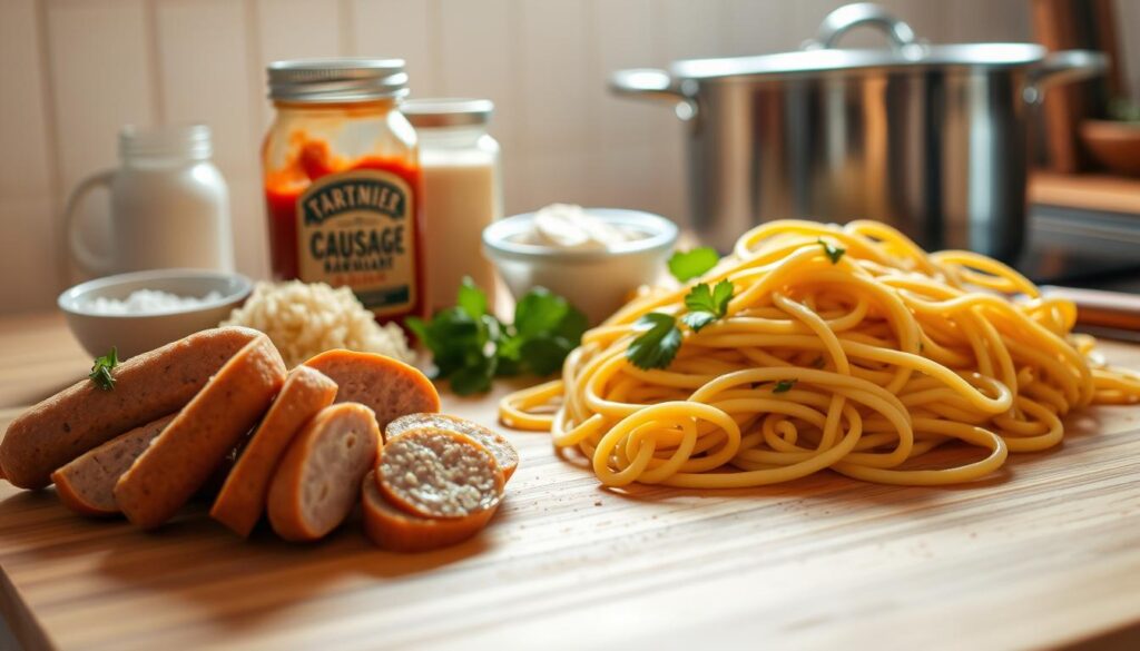 Chicken Sausage Pasta Dinner Preparation