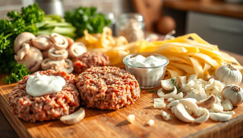 Hamburger Beef Stroganoff Ingredients